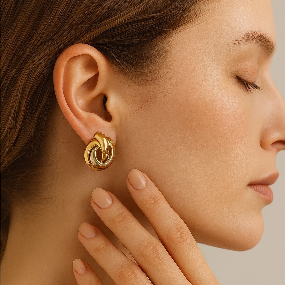 Alfred Sung Vintage Stamped Elegant Two Toned Knot Clip On Earrings